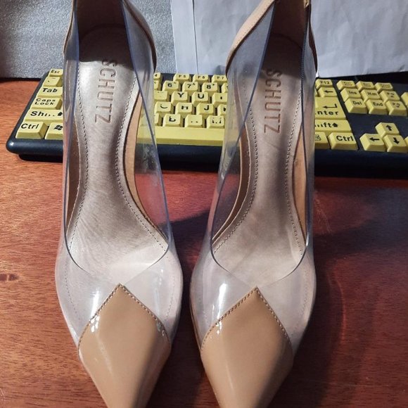 NEW ! Schutz Cendi Transparent Pointed Toe Pump Size 6.5 - Picture 3 of 6